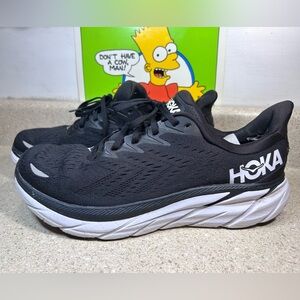Hoka One Clifton 8 Black / White Running Shoes Men’s 11.5 Wide -  HOLES READ
